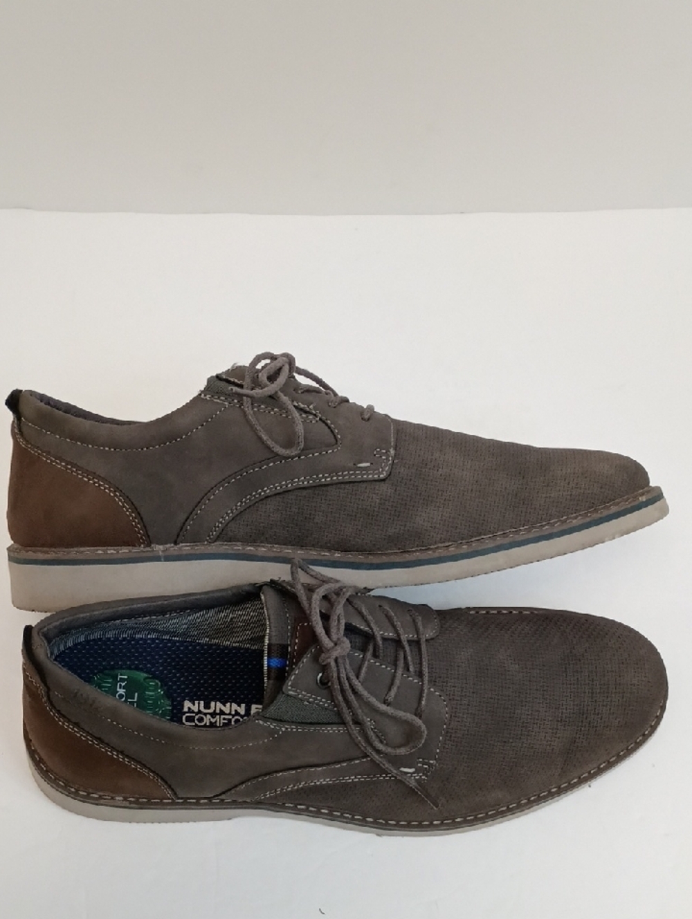 Nunn Bush Gray Suede Lace Up Oxford Shoes Comfort Casual Size 12